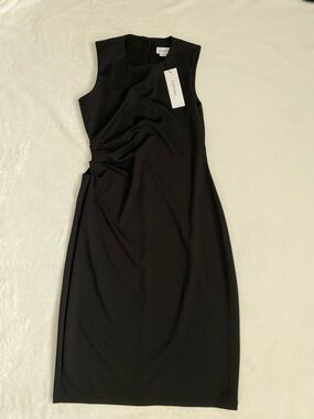 Calvin Klein Black Midi Dress with Side Twist